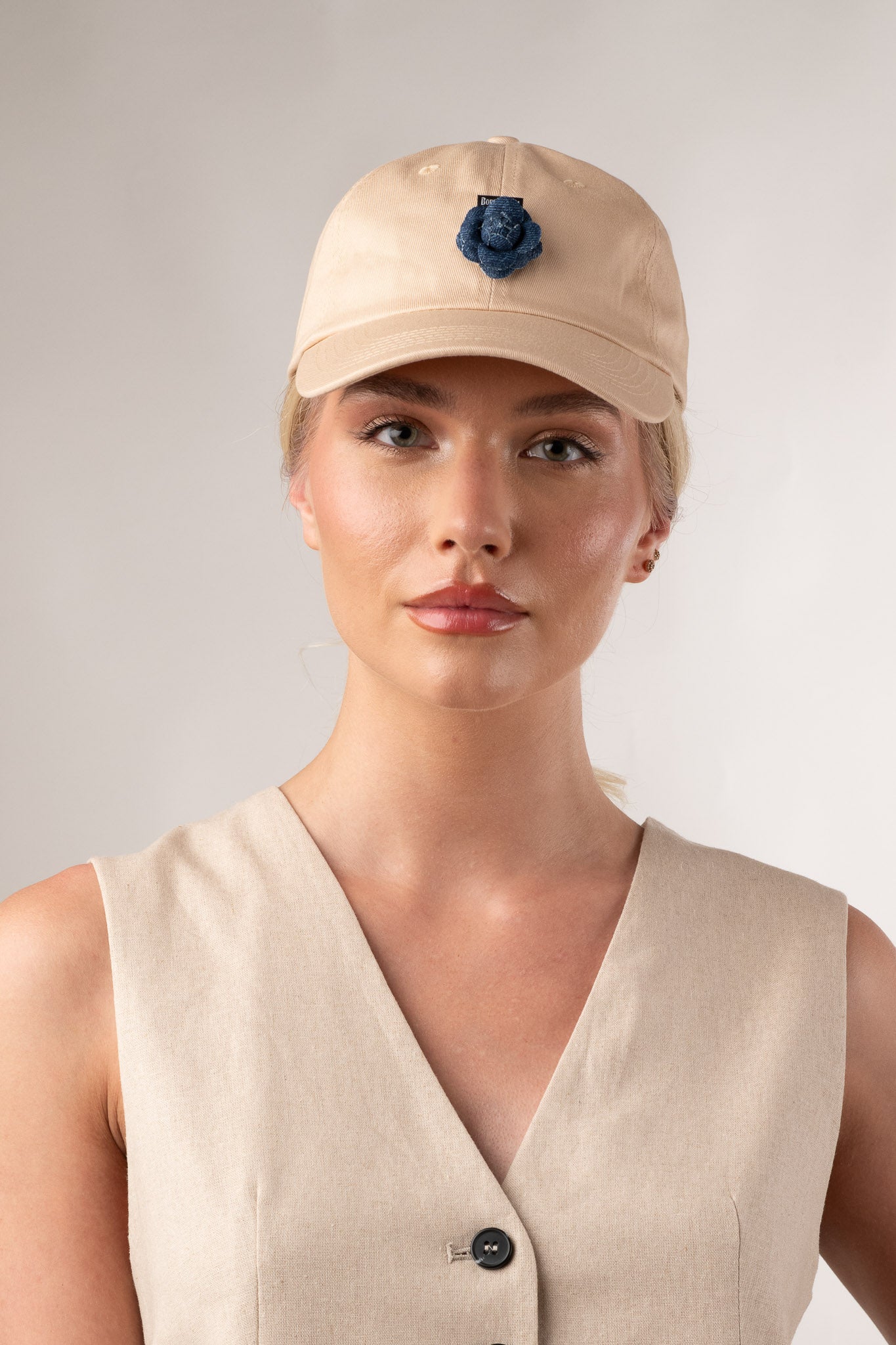 Beige hat & Denim camellia Bundle