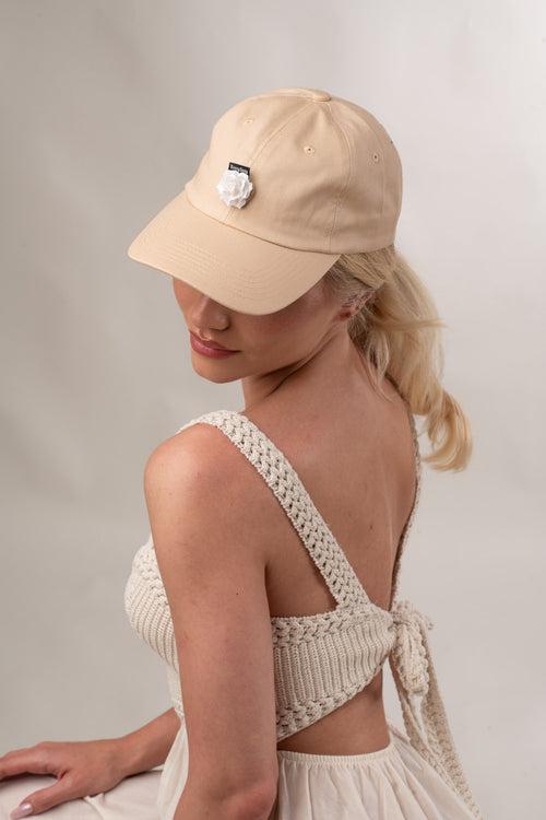Beige hat & White rose Bundle