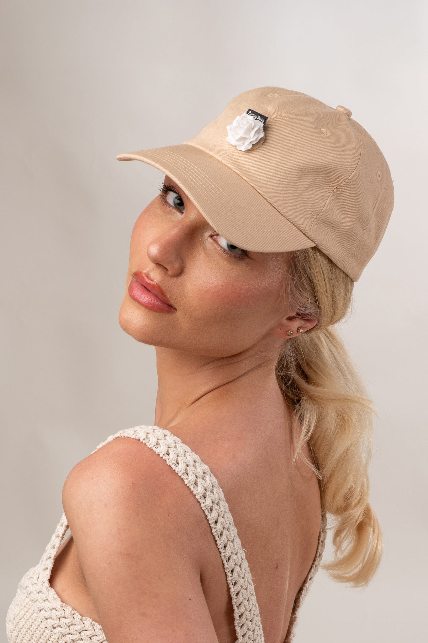 Beige hat & White rose Bundle
